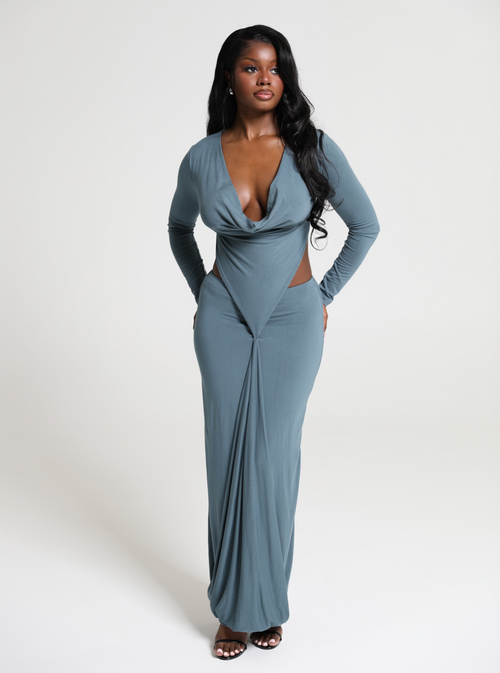 SELENE SLEEVED MAXI - SLATE