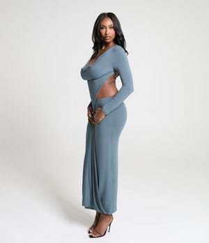 SELENE SLEEVED MAXI - SLATE